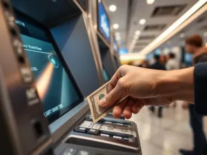 Kobieta w domu przygotowuje paczkę ze zwrotem Allegro, sprawdzając szczegóły zwrotu na smartfonie przy otwartym kartonie.