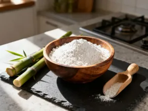 Złote kapsułki z kwasami omega-3 wysypujące się ze szklanego słoika na białym tle, w otoczeniu łososia i alg.