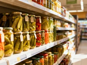 Nowoczesna alejka w drogerii z uporządkowanymi półkami pełnymi kosmetyków do pielęgnacji i produktów urodowych.
