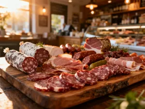 Stos świeżych płatów ciasta wonton na drewnianej desce z miseczką sosu, gotowe do przygotowania domowych pierożków.